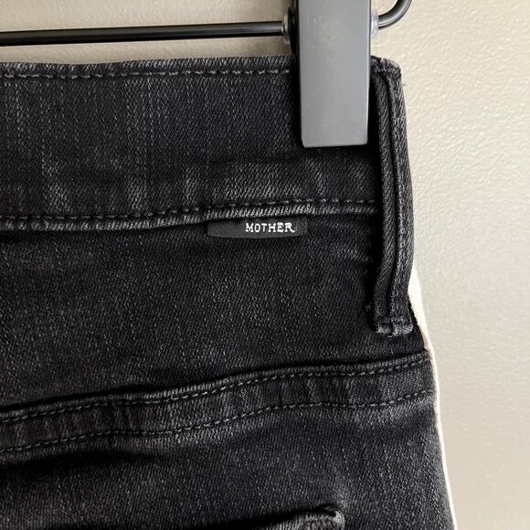 Mother Insider Crop Step Fray Jean in Guilty Racer Stripe Size 25 Black Bootcut - Picture 15 of 16